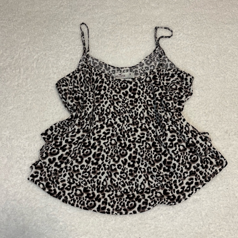 Hollister Women Animal Print Layered Ruffle Cami Top